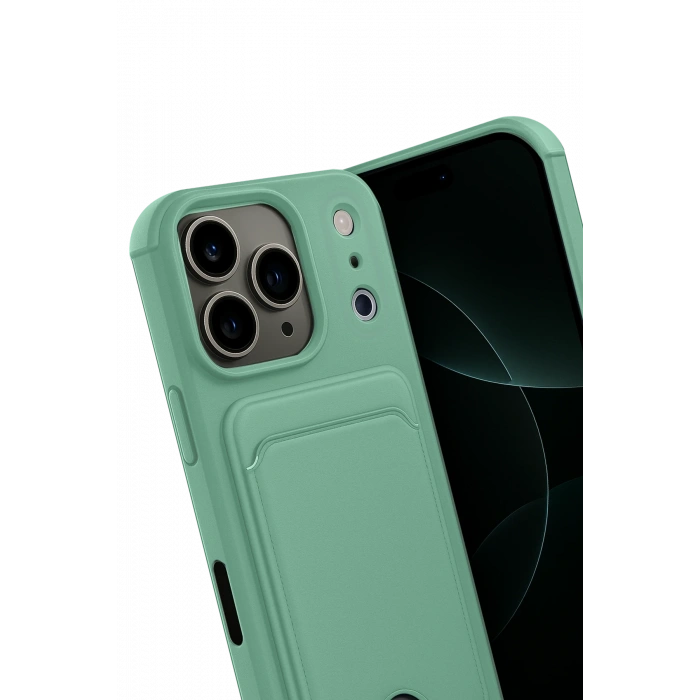 Newface Apple iPhone 17 Pro Max Kelvin Kartvizitli Silikon - Açık Yeşil