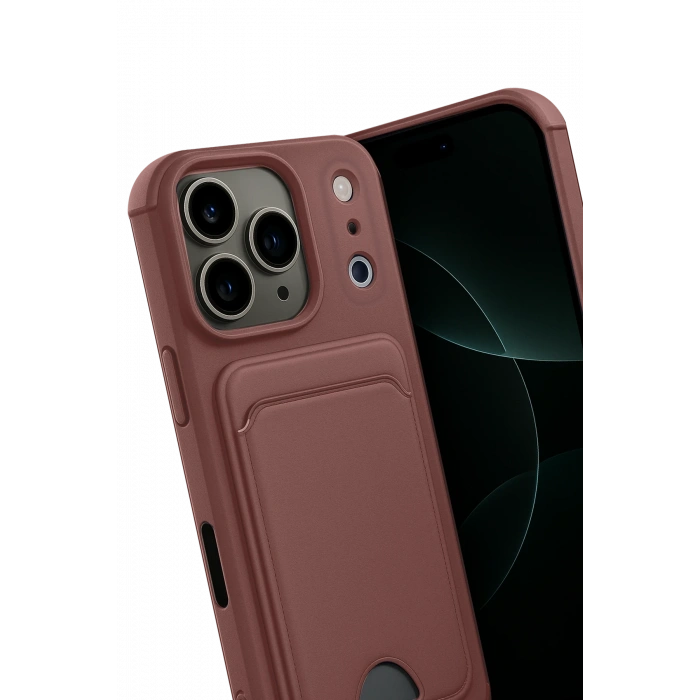 Newface Apple iPhone 17 Pro Max Kelvin Kartvizitli Silikon - Bordo