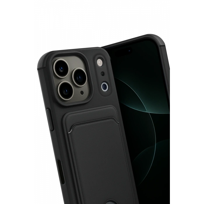 Newface Apple iPhone 17 Pro Max Kelvin Kartvizitli Silikon - Siyah