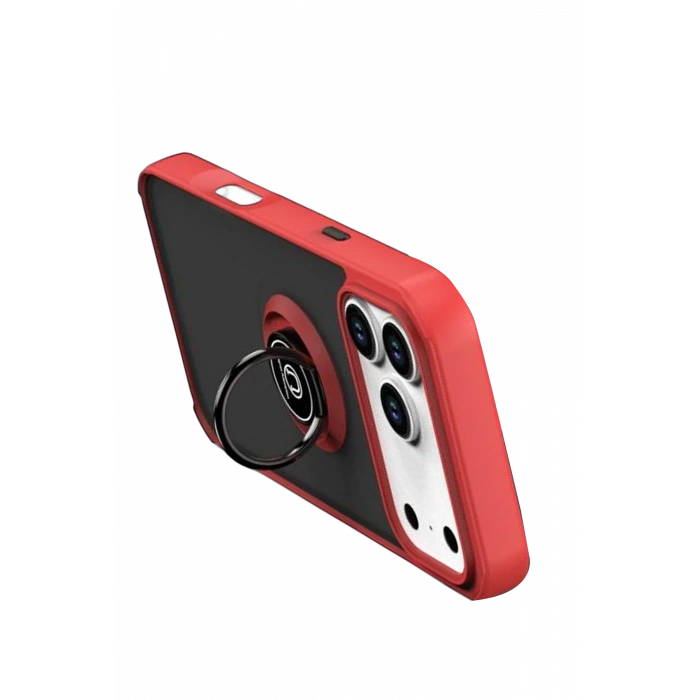 Newface Apple iPhone 17 Pro Max Montreal Yüzüklü Silikon Kapak - Kırmızı