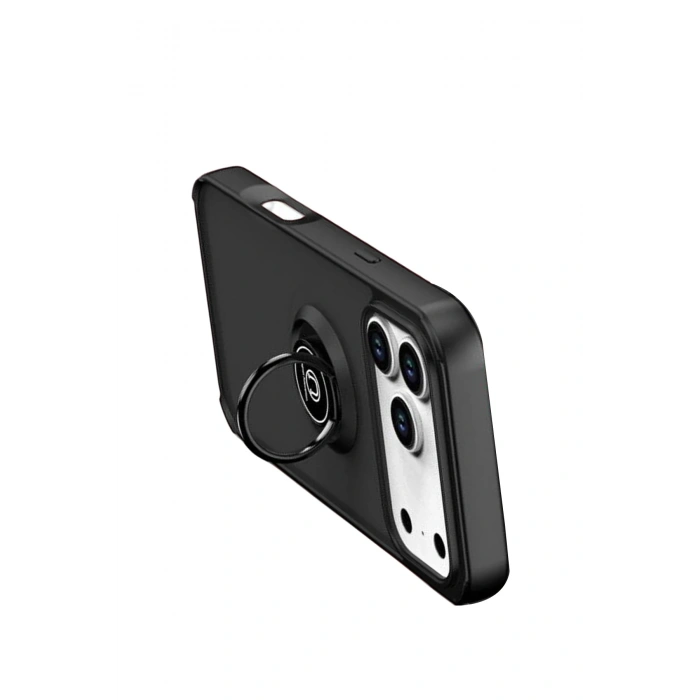 Newface Apple iPhone 17 Pro Montreal Yüzüklü Silikon Kapak - Siyah