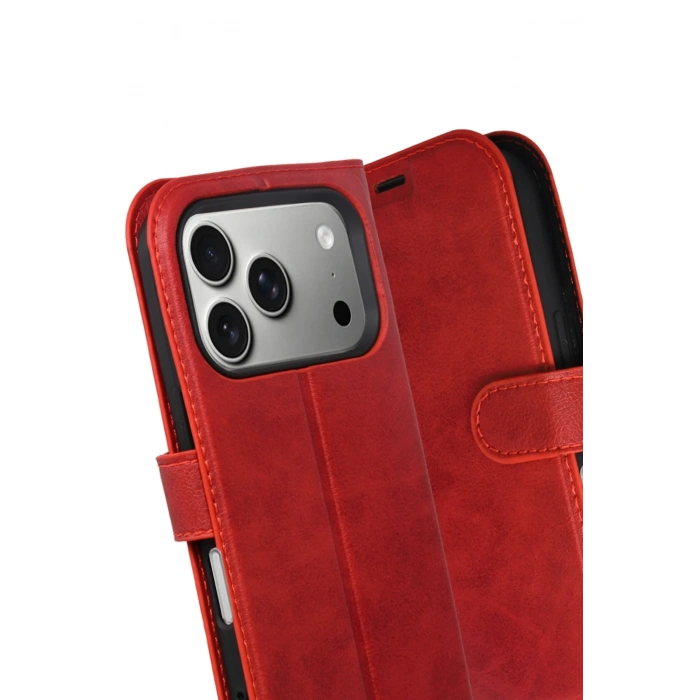 Newface Apple iPhone 17 Pro Trend S Plus Kapaklı Kılıf - Kırmızı