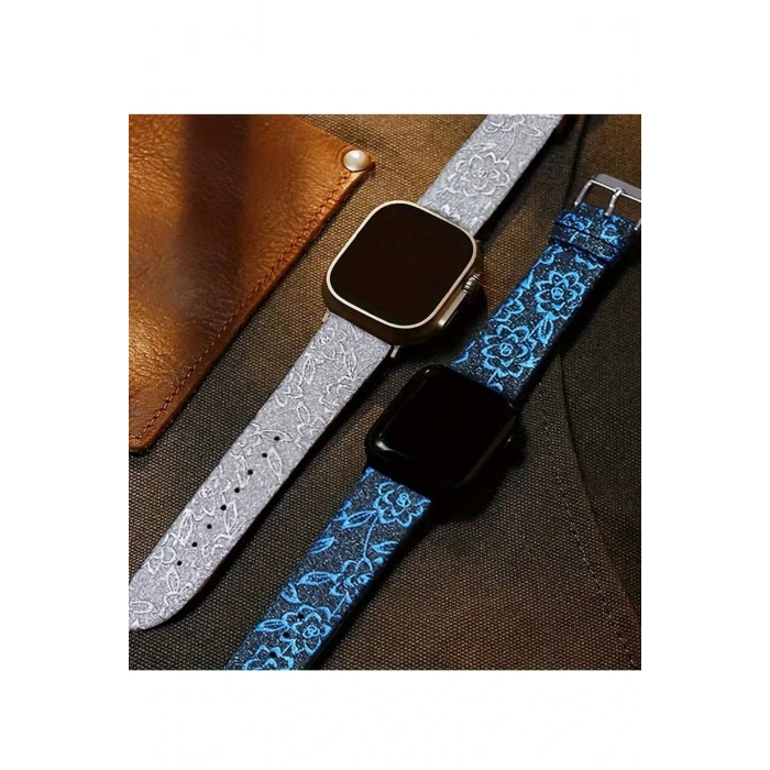 Newface Apple Watch 38mm Creeper Desenli Kordon - Siyah
