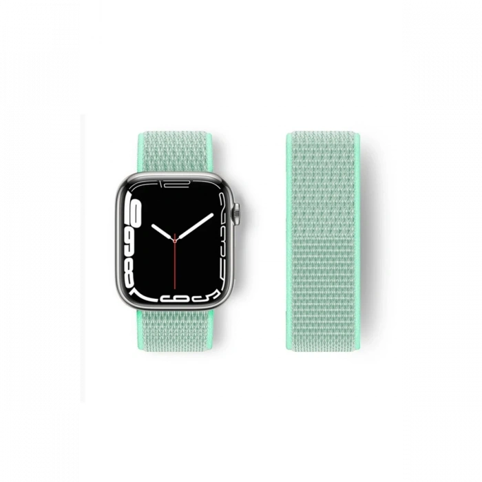 Newface Apple Watch 38mm Hasırlı Cırtcırtlı Kordon - Turkuaz
