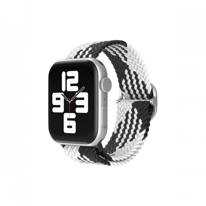 Newface Apple Watch 38mm Star Kordon - Siyah-Beyaz