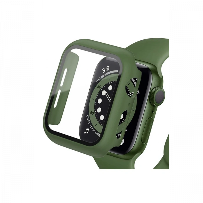 Newface Apple Watch 41mm Camlı Kasa Ekran Koruyucu - Koyu Yeşil