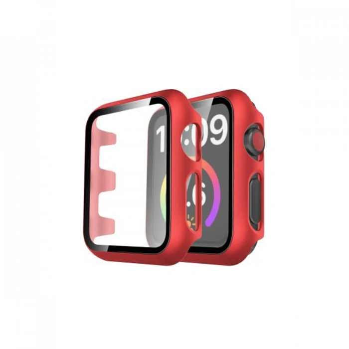 Newface Apple Watch 42mm Camlı Kasa Ekran Koruyucu - Kırmızı