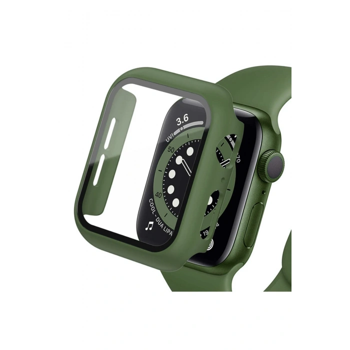 Newface Apple Watch 42mm Camlı Kasa Ekran Koruyucu - Koyu Yeşil