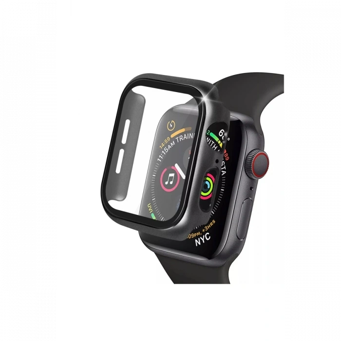 Newface Apple Watch 42mm Camlı Kasa Ekran Koruyucu - Siyah