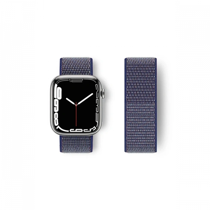 Newface Apple Watch 42mm Hasırlı Cırtcırtlı Kordon - Lacivert