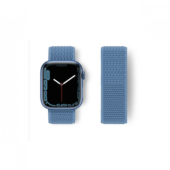 Newface Apple Watch 42mm Hasırlı Cırtcırtlı Kordon - Mavi