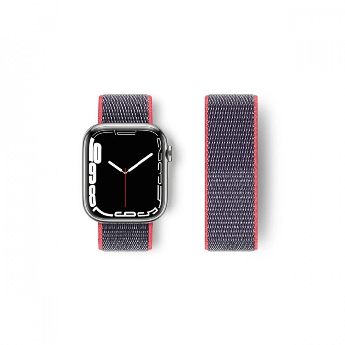 Newface Apple Watch 42mm Hasırlı Cırtcırtlı Kordon - Pembe