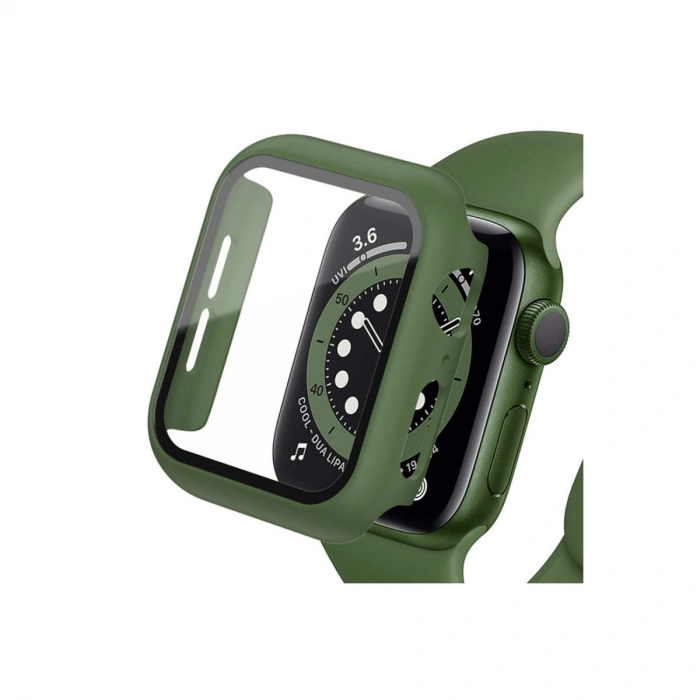 Newface Apple Watch 45mm Camlı Kasa Ekran Koruyucu - Koyu Yeşil