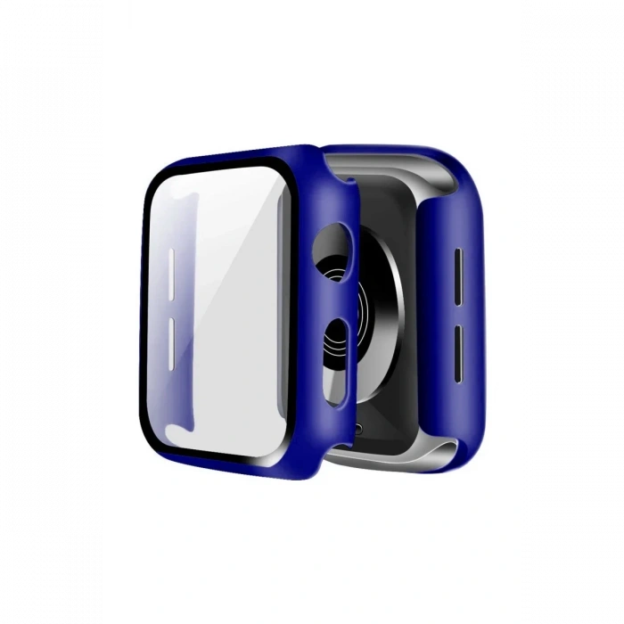 Newface Apple Watch 45mm Camlı Kasa Ekran Koruyucu - Lacivert