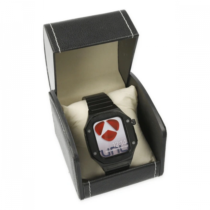 Newface Apple Watch 45mm KR409 Metal Kordon - Siyah