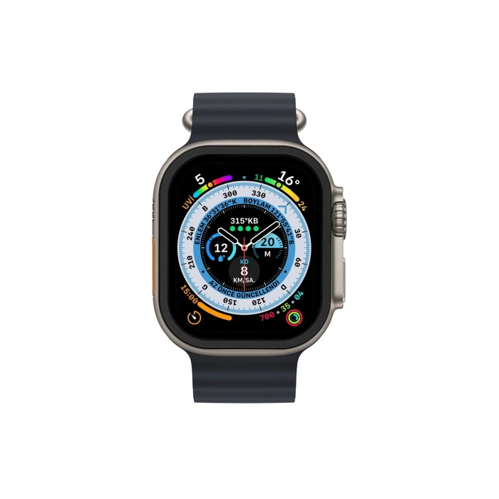 Newface Apple Watch Ultra 49mm Alüminyum Kasa Cam Ekran Koruyucu - Siyah