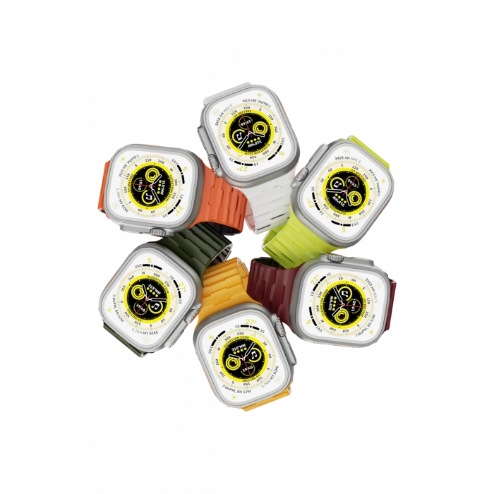 Newface Apple Watch Ultra 49mm Wowen Kordon - Siyah-Turuncu