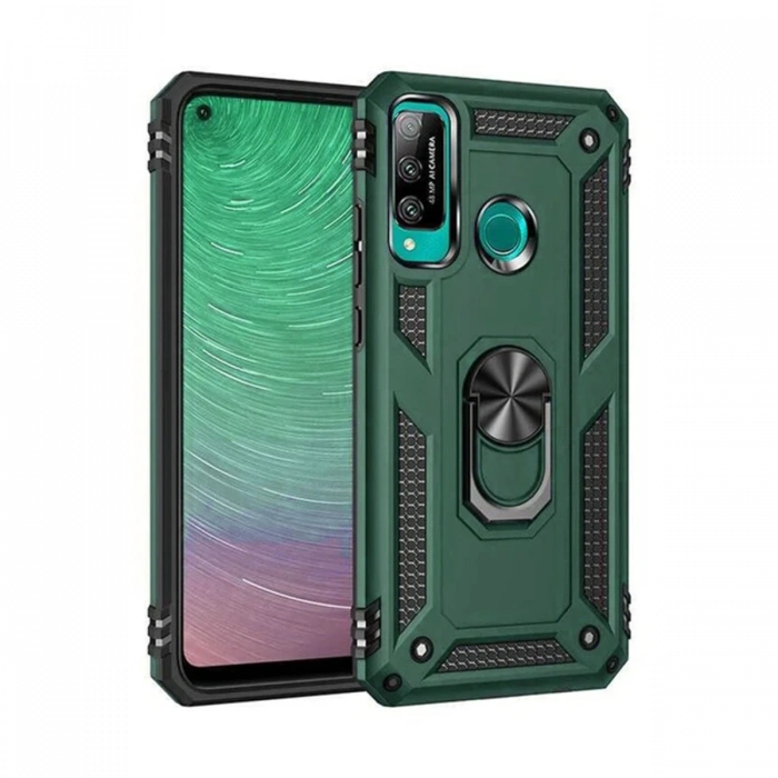 Newface Huawei P40 Lite E Kılıf Sofya Yüzüklü Silikon Kapak - Yeşil