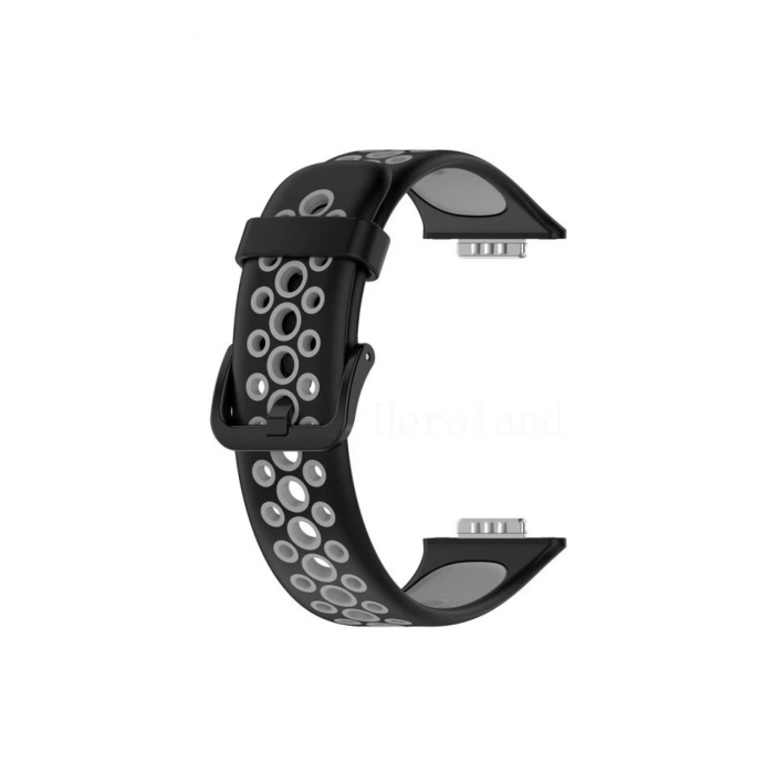 Newface Huawei Watch Fit 2 Spor Delikli Kordon - Siyah-Gri