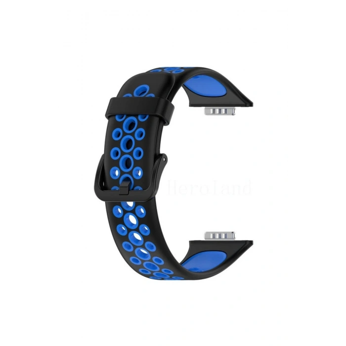 Newface Huawei Watch Fit 2 Spor Delikli Kordon - Siyah-Mavi