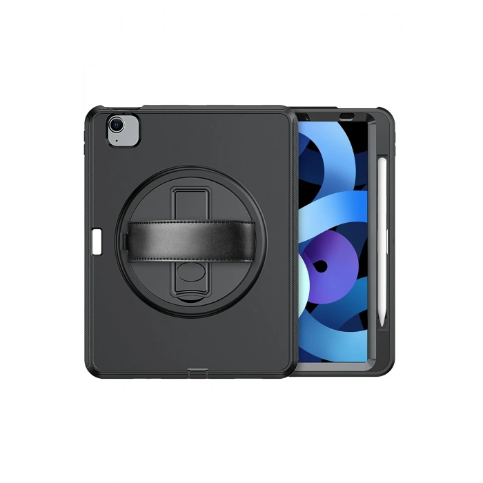 Newface iPad 2022 10.9 (10.nesil) Kılıf Hand Strap Tablet Kılıfı - Siyah