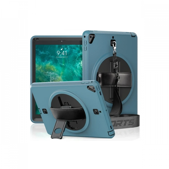 Newface iPad 5 Air 9.7 Kılıf Strap-C Otterbox Tablet Kapak - Mavi