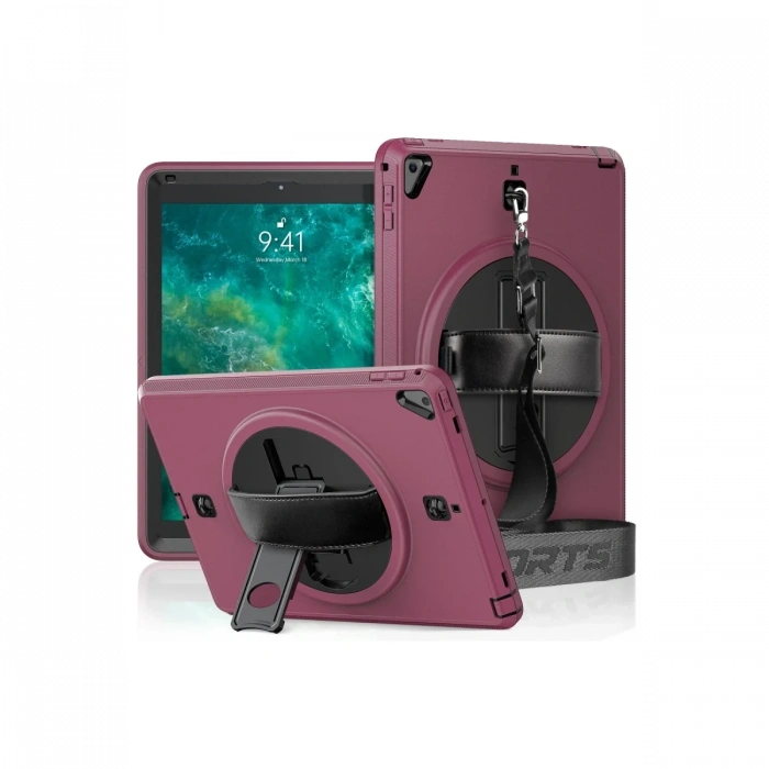 Newface iPad 5 Air 9.7 Kılıf Strap-C Otterbox Tablet Kapak - Mürdüm