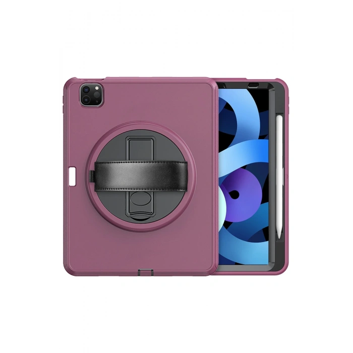 Newface iPad Pro 11 (2018) Kılıf Hand Strap Tablet Kılıfı - Mürdüm