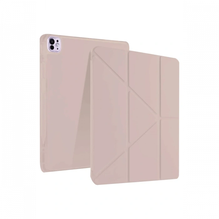 Newface iPad Pro 13 (2024) Kılıf Kalemlikli Mars Tablet Kılıfı - Rose Gold