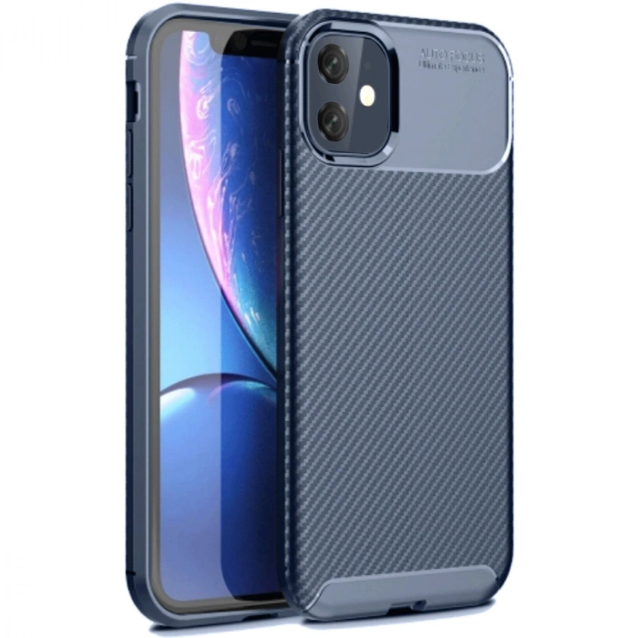 Newface iPhone 11 Kılıf Auto Focus Karbon Kapak - Lacivert