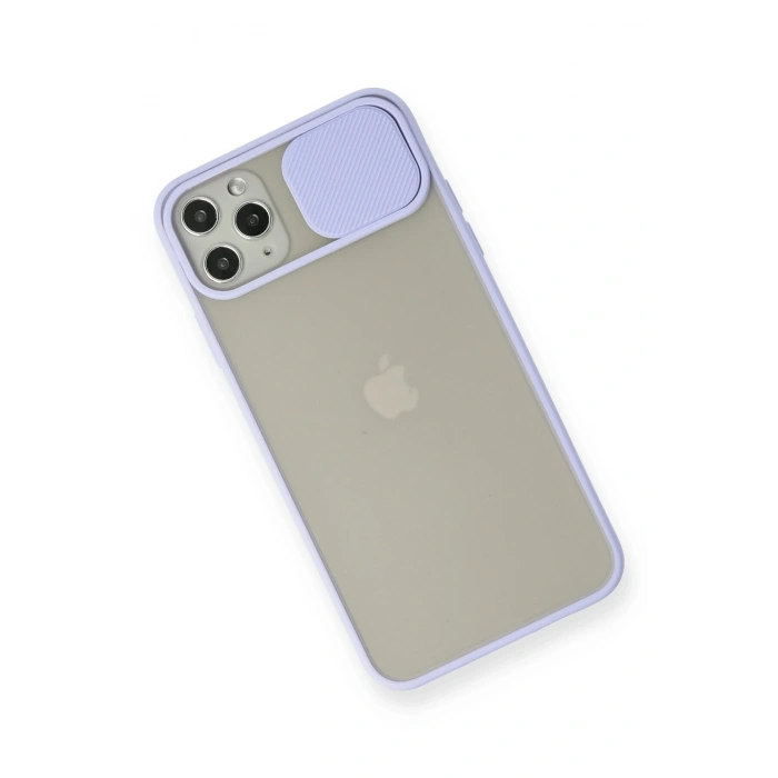 Newface iPhone 11 Pro Max Kılıf Palm Buzlu Kamera Sürgülü Silikon - Lila