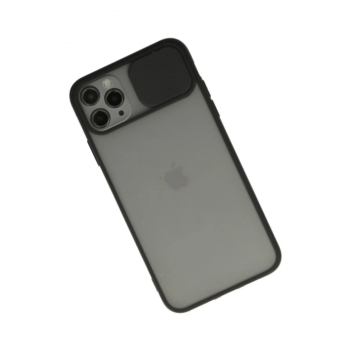 Newface iPhone 11 Pro Max Kılıf Palm Buzlu Kamera Sürgülü Silikon - Siyah