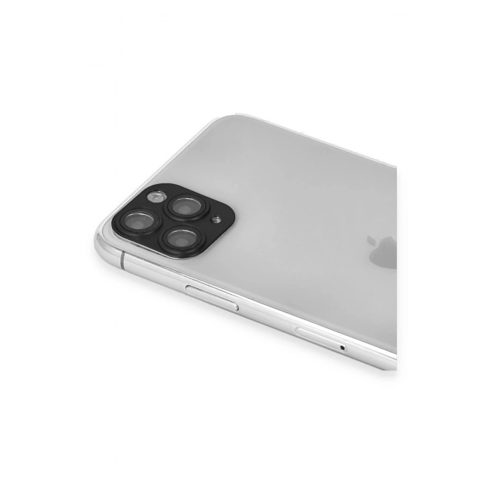 Newface iPhone 11 Pro Max Pers Alüminyum Kamera Lens - Siyah