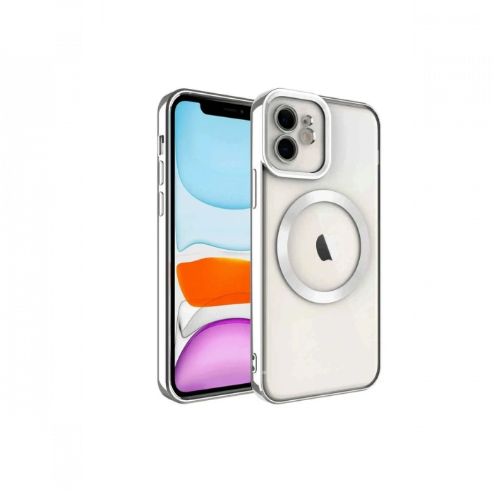 Newface iPhone 12 Kılıf Kross Magneticsafe Kapak - Gümüş