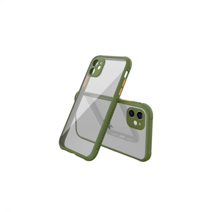 Newface iPhone 12 Mini Kılıf Miami Şeffaf Silikon - Koyu Yeşil