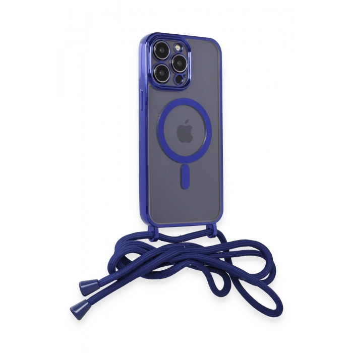 Newface iPhone 12 Pro Kılıf Divo Lazer Askılı Magsafe Kapak - Mavi