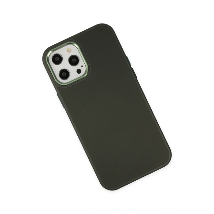 Newface iPhone 12 Pro Max Kılıf Asya Deri Silikon - Koyu Yeşil