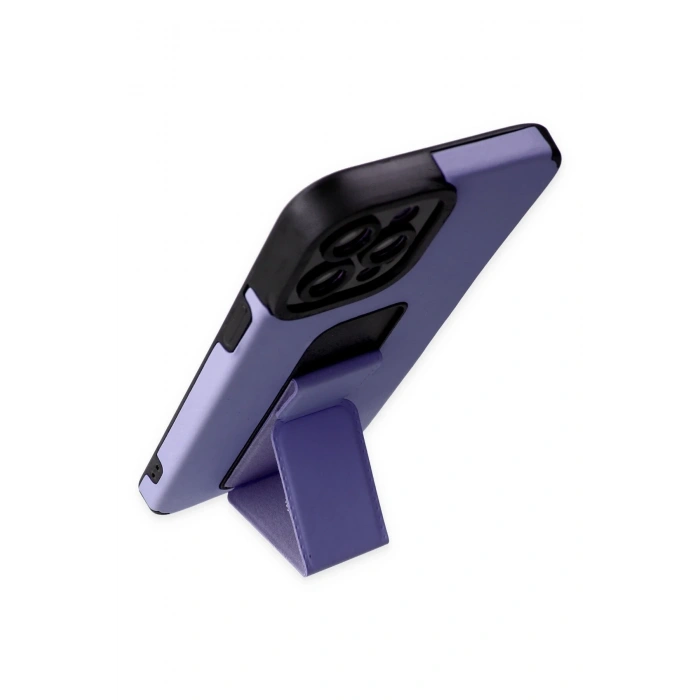 Newface iPhone 12 Pro Max Kılıf Mega Standlı Silikon - Lila