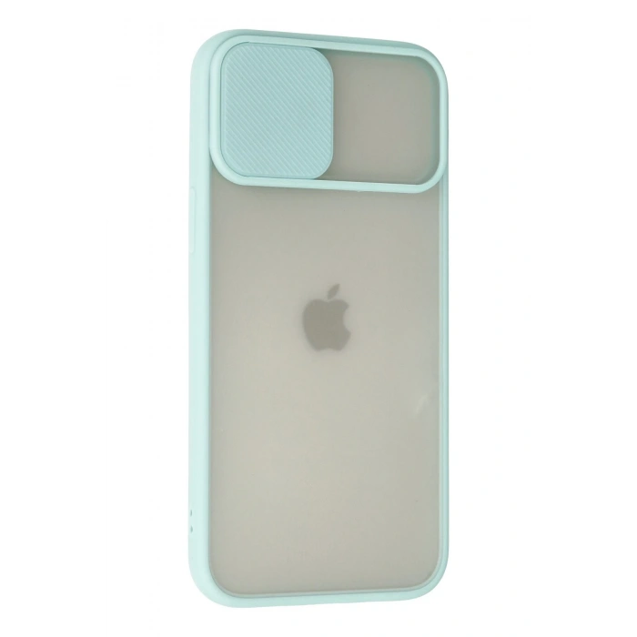 Newface iPhone 12 Pro Max Kılıf Palm Buzlu Kamera Sürgülü Silikon - Turkuaz