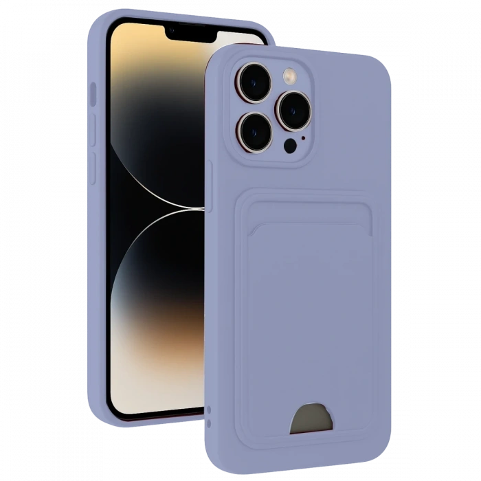 Newface iPhone 13 Pro Kılıf Kelvin Kartvizitli Silikon - Lila