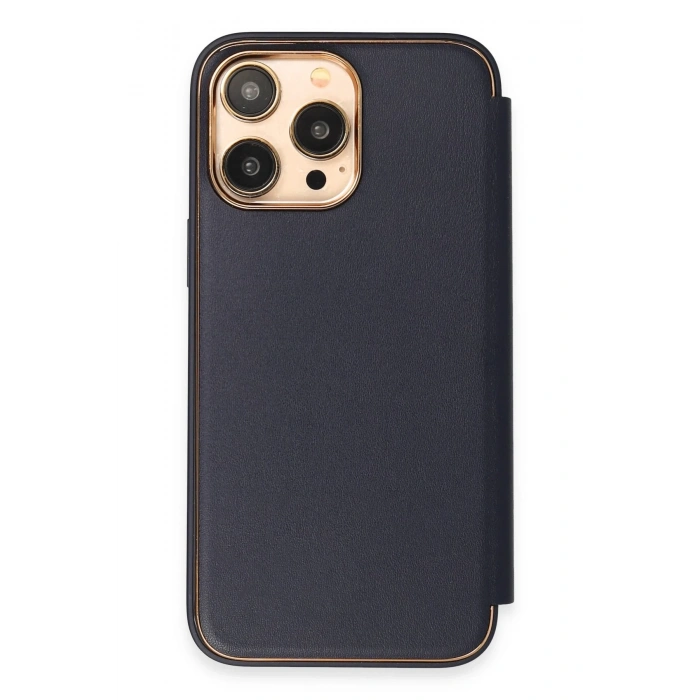 Newface iPhone 13 Pro Max Kılıf Dolpin Kapaklı - Lacivert