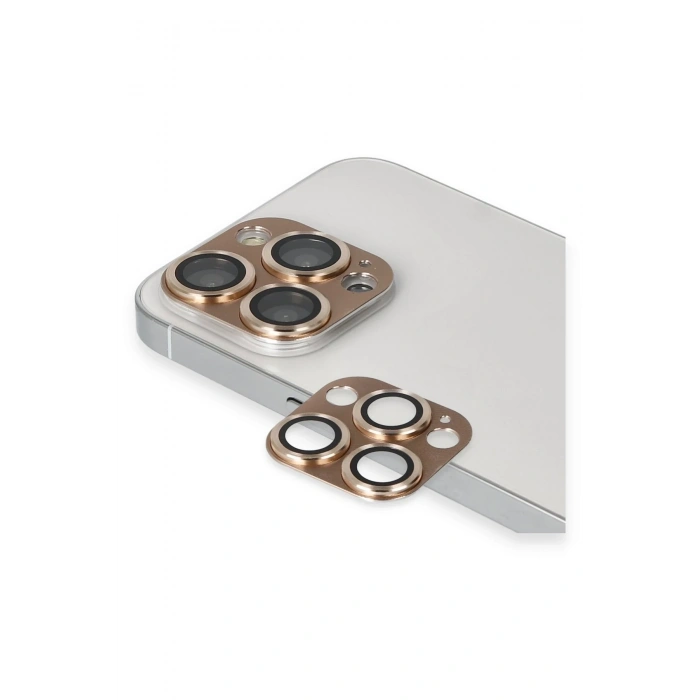 Newface iPhone 13 Pro Max Pers Alüminyum Kamera Lens - Gold