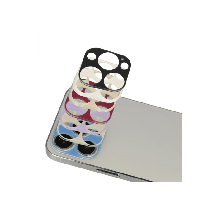 Newface iPhone 13 Pro Max Rainbow Kamera Lens Koruma Cam - Beyaz
