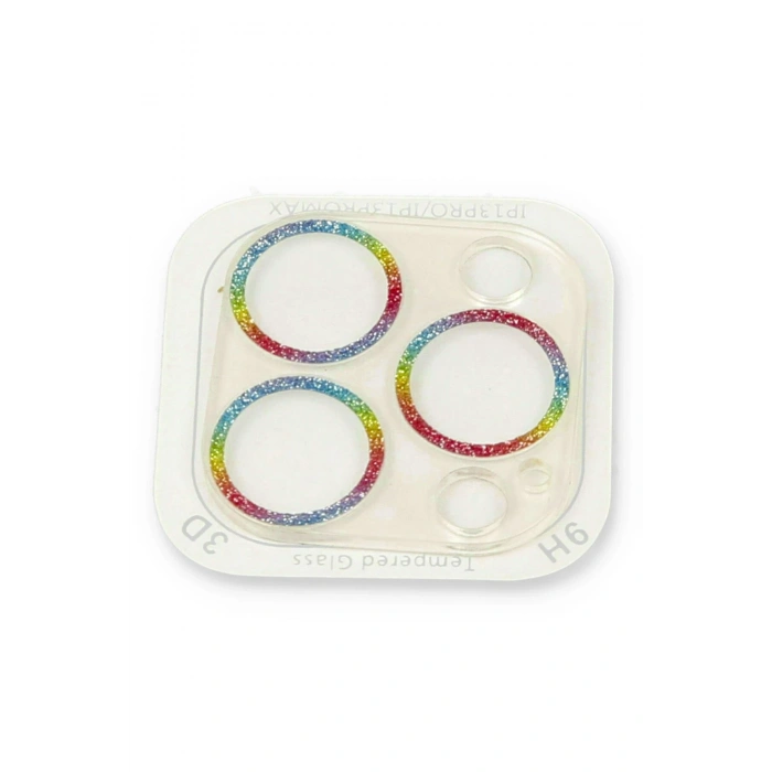 Newface iPhone 13 Pro Max Shine Kamera Lens Koruma Cam - Rainbow