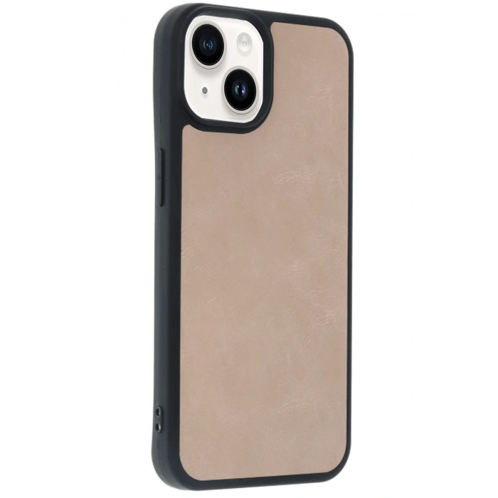 Newface iPhone 14 Kılıf Aras Deri Kapak - Pudra