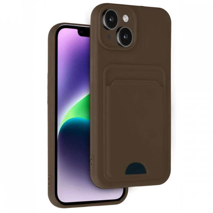 Newface iPhone 14 Kılıf Kelvin Kartvizitli Silikon - Kahverengi