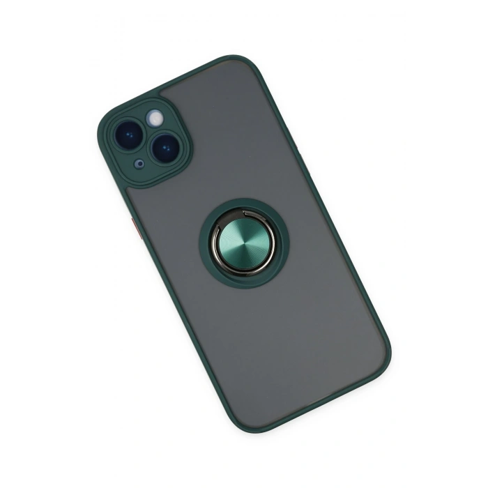 Newface iPhone 14 Kılıf Montreal Yüzüklü Silikon Kapak - Yeşil