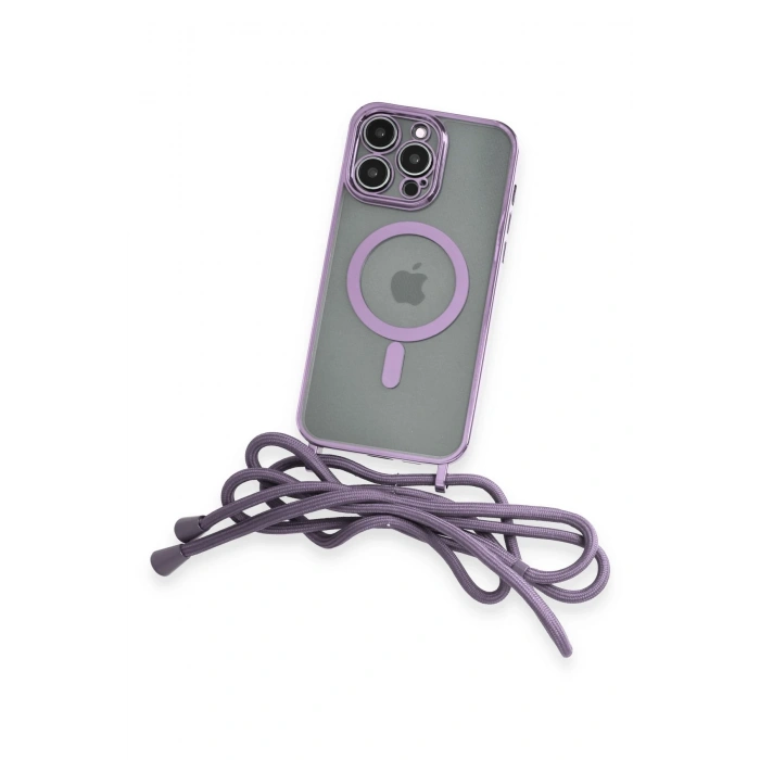 Newface iPhone 14 Pro Kılıf Divo Lazer Askılı Magsafe Kapak - Lila