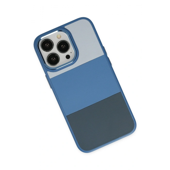 Newface iPhone 14 Pro Max Kılıf King Kapak - Açık Mavi-Lacivert