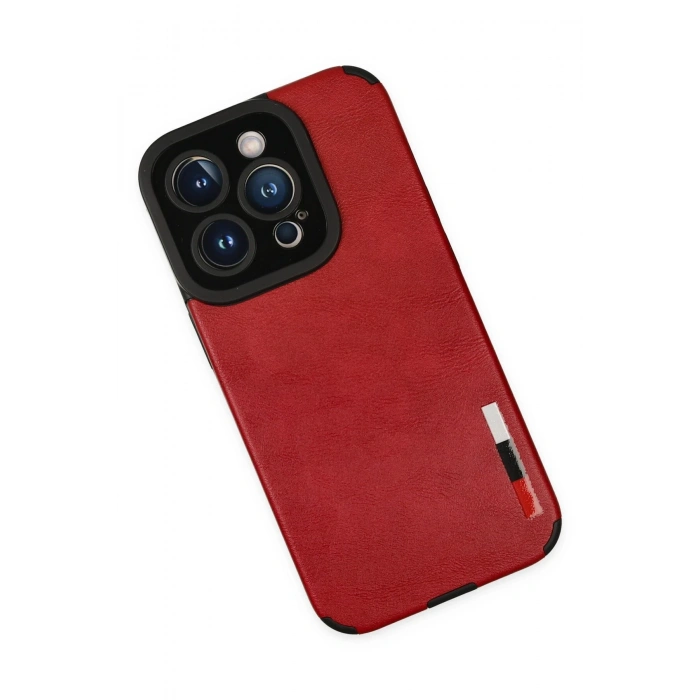 Newface iPhone 14 Pro Max Kılıf Loop Deri Silikon - Kırmızı
